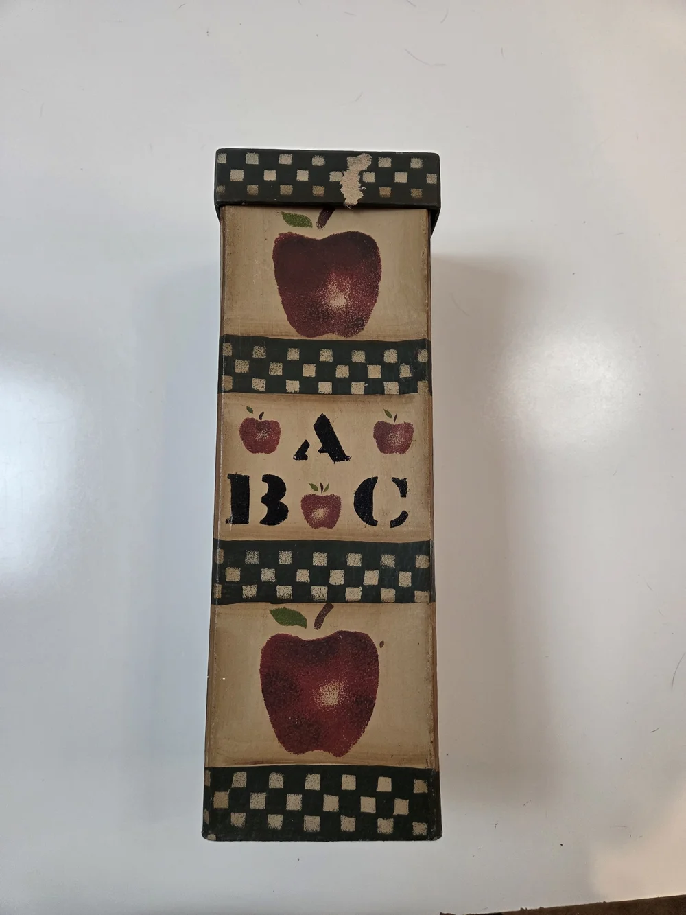 Hand-painted Wooden Apple Wall Box - Rustic Farmhouse Décor